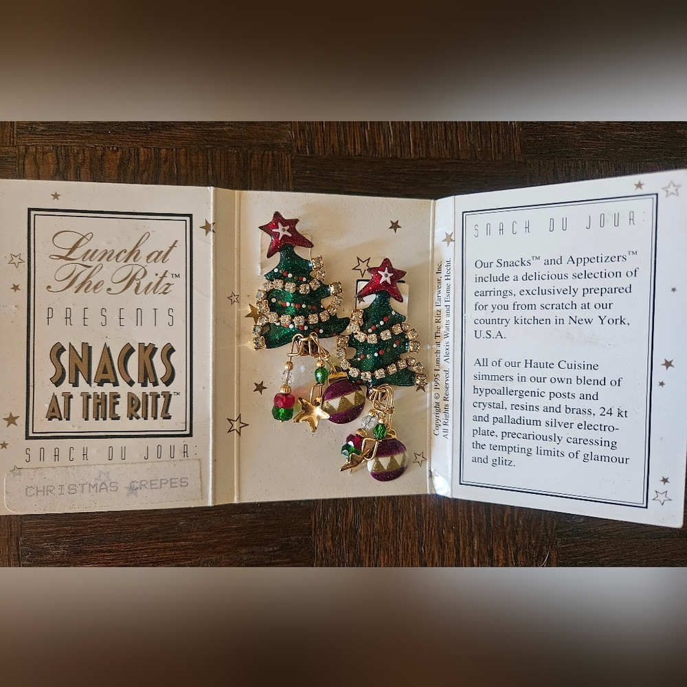 Lunch At The Ritz Christmas Tree Earrings